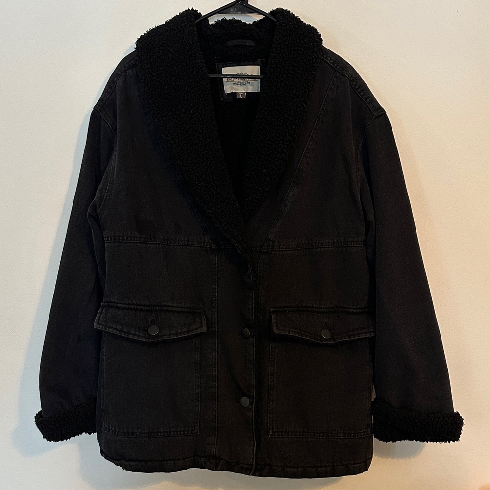 Black Sherpa-Lined Jacket by Ashley-Vintage Charm